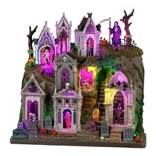 Lemax Spooky Town Halloween Village Crypt City Built Into Rocky Hill 65509 picture
