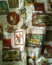Vintage 40s-60s SAILING TO ALL PORTS Heavy Cotton Fabric MCM 5+ Yards picture