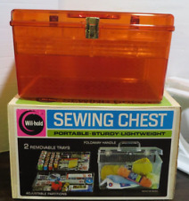 Vintage WIL-HOLD Wilson Plastic Amber Sewing Chest Box with Trays NEW IN BOX picture