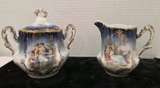 Royal Bavarian Sugar Bowl Creamer Set, PMB Germany - Porcelain Gold Trim picture
