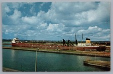 Sault Ste. Marie Michigan Ore Boat Davis Lock International Postcard picture