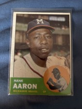 ✅Topps 1963 Hank Aaron Milwaukee Braves Baseball #390 Base Set Card HOF✅ picture