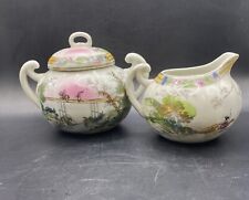 Vintage Sugar Bowl And Creamer Made In Japan Japanese Scenery picture