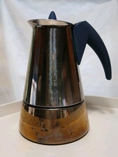 Vintage Bialetti KONA Coffee Espresso Tea Maker 6 Cup Stainless Steel Blue Rare picture