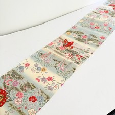 Moth Dance #C 7x58 Vintage Japanese Chirimen Kimono Silk Fabric CK90 picture
