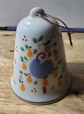 Vintage 1986 Lillian Vernon Partridge Pear Tree Porcelain Christmas Bell 2.25