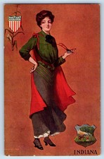 1906 Pretty Woman Indiana St. John Signed Artist Salem NJ Antique Postcard picture