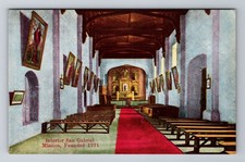 San Gabriel CA-California, Interior San Gabriel Mission, Vintage Postcard picture
