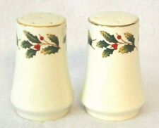 Christmas Holley Berries Porcelain Gold Trimmed Salt and Pepper Shakers picture