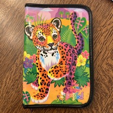 Vintage 90's Lisa Frank Hunter The Cat Mini Zip Binder  Stationary Incomplete  picture