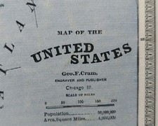 Vintage 1883 UNITED STATES of AMERICA Map 21