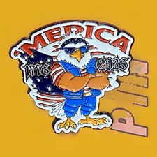 USA Motorcycle Biker America 250 Eagle Merica Patriotic Hat Cap Lapel Metal Pin picture