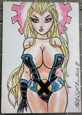 Original Signed Robert Smith Naughty Lady Mastermind X-Men Sketch Card picture