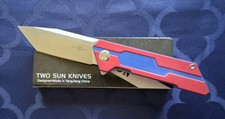 *NEW*🔥 TWO SUN Folding Knife w/Red & Blue G10 Handle & D2 Tanto Blade (TS38-D2) picture
