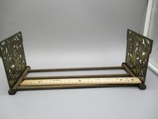 Art Nouveau Expanding Brass Finish Book Ends Scroll Book Stand DEVIL FACE BIRD picture