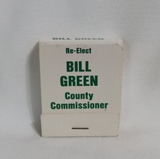 Vintage Re-Elect Bill Green County Commissioner MI Matchbook Advertising Full picture