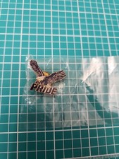 Vintage NOS Blue White Eagle Pride Gold Tone Lapel Hat Pin picture
