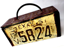 Vintage 1951 TEXAS License Plates Tool Box Lunch Box Storage Box or Rustic Decor picture
