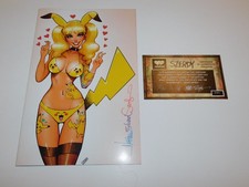 Zirty Girlz #5 Pokémon MEGACON PIKA GIRL VIRGIN Signed NATHAN SZERDY + COA NM picture