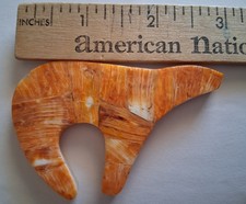 Orange Spiny Oyster Overlay Left Facing Bear Pendant  3