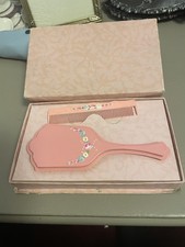 Vintage Pink Baby Brush And Comb In Box picture