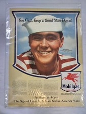1940's Mobilgas  WWII Twice Torpedoed Jack Kelly Seaman Home Front Ad picture
