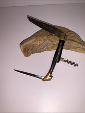 Vintage Laguiole Rossignol 440 French Folding Knife 3 Piece Black Handle picture