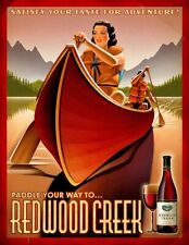 18 x 24 Redwood Creek WINE POSTER Art Advertising Canoe Paddle Outdoors Retro picture