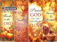 4Pcs Fall Church Banners for Sanctuary Wall, Autumn Church Banners with Scriptur picture