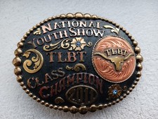 Vintage 2010 TLBT Longhorn Cattle Class Champion Trophy Belt Buckle Maynard picture