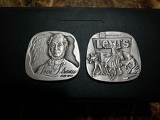 Rare Vintage LEVIS .999 FINE SILVER Medals Org Pkg LOT OF 2 Magnus Museum- Nice picture