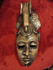 African Tribal Mask Vintage Hand Carved Wooden Mask Decor picture