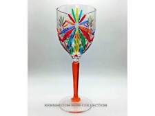 SORRENTO WINE GLASS - ORANGE STEM - HAND PAINTED VENETIAN GLASS picture