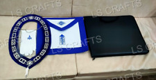 MASONIC BLUE LODGE OFFICER JUNIOR WARDEN APRON CHAIN COLLAR AND JEWEL WITH CASE picture