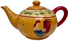 Vintage Young's Heartfelt Kitchen Creations Ceramic 5-CupYellow Teapot Rooster picture