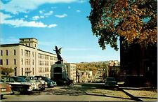 Vtg Sherbrooke Quebec Canada King Street West Statue Old Car 1950s View Postcard picture