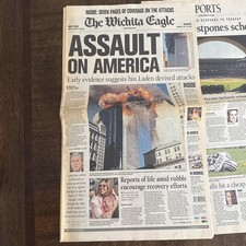 Assault on America 9-11 Newspaper Wichita Eagle September 11th Attacks Articles picture