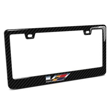 Cadillac V 3D Logo Real 3K Carbon Fiber Finish ABS Plastic License Plate Frame picture