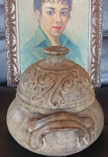 Heirloom Handcrafted Pottery Porcelain Celadon Handles Covered Vase 12x 10