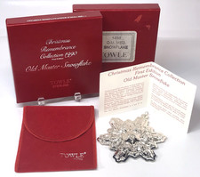 TOWLE 1990 STERLING OLD MASTER SNOWFLAKE ORNAMENT 1st ED BOX POUCH COA 20g picture