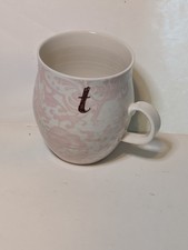 Anthropologie Homegrown Initial “t” Letter Monogram Floral Ceramic Coffee Mug picture