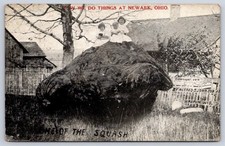 Vintage Ohio Postcard NEWARK Giant Squash Children Wagon WI 1919 Rppc picture