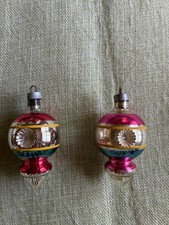 2-Vintage Premier Spear Point Double Indent Mercury Glass Christmas Ornaments 3