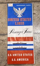 Vintage 1963 United State Lines Passenger Fares Brochure S.S. United States picture