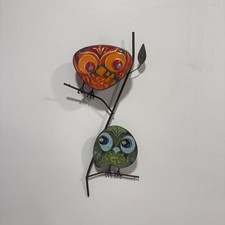 Curtis Jere Rare MCM Metal Enamel Owls wall sculpture signed Mid Century Modern picture