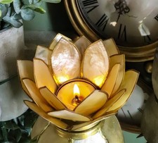 Ebros Seashells Lotus Flower Votive Tea Light Candle Holder 4.25