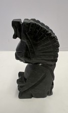 Vintage Green Stone Carved Figure Mayan Style Headdress 4” Statue picture