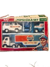 Vintage 1976 Buddy L Pepsi Cola Set #4967 Sturdy Steel Trucks / Forklift Set picture