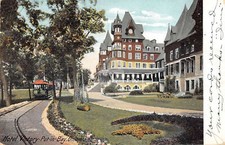 Put-In-Bay Ohio Hotel Victory and Trolley Postcard Copy picture