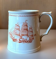 Spode Tankard Mug Trade Winds Olive of Newbury White Diamond Liner picture